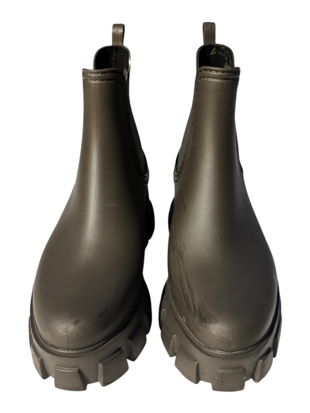 Jeffrey Campbell Army Green Platform Lugged Rubber Chelsea Boots Sz 7 - Picture 2 of 11